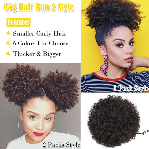 50/65g Thick Drawstring Afro Bun Puff Kinky Curly Pony Tail Hair Extensions BUNS - Picture 3 of 24