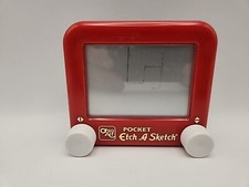 Pocket Etch A Sketch Mini Travel Size 4" x 3.5" Ohio Art Company Red Retro