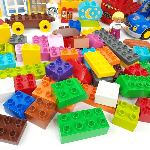 Lego Duplo Mixed Lot Of 88 Pcs Building Blocks Figure Police Car Fire Truck Food - Picture 6 of 24