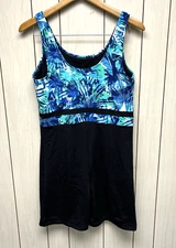 Sporti Womens Swimsuit with Shorts Sz 14 Modest Long Line Water Aerobics Cruise