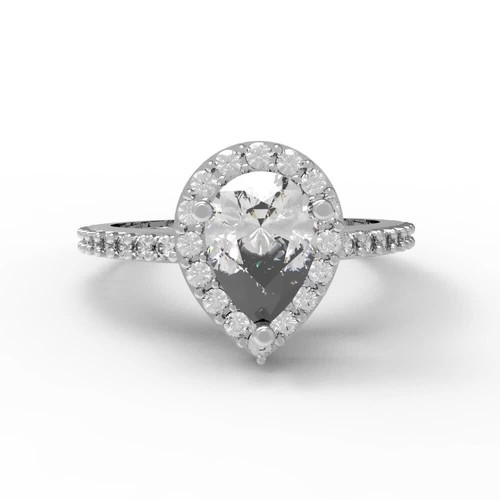 0.755 tcw Pear Cut Engagement Ring 14K White Gold Moissanite Promise Ring - Video 1 of 1
