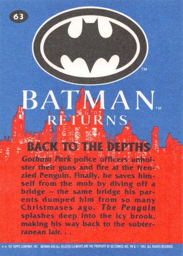 1992 TOPPS BATMAN RETURNS PICK-A-CARD 1-88 BASE OR STADIUM CLUB A-J OR WRAPPER - Picture 128 of 198