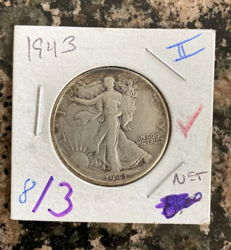 1943 Walking Liberty Silver Half Dollar VF/XF Details