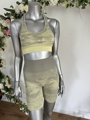 Gymshark Seamless Shorts & Sports Bra Top SET Size S Ombre Taupe Grey NEW OU27 - Picture 8 of 23