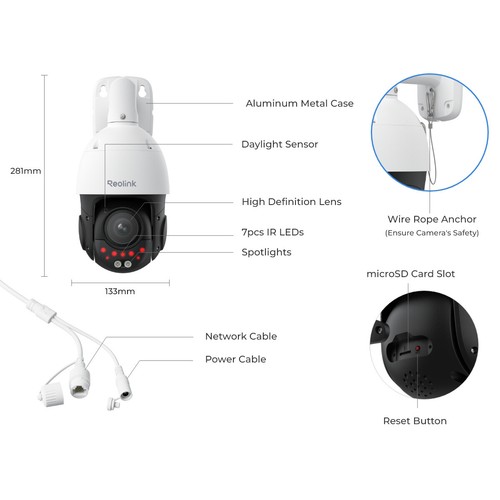 Reolink 4K UHD PTZ Dome PoE überwachungskamera optischem 3D-Zoom RLC-823S2/823S1 - Afbeelding 9 van 9