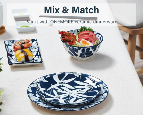 Dinner Plates Set of 4, 10.5 Inch Porcelain Blue Salad & Dessert Plates, Microwa - Picture 5 of 12