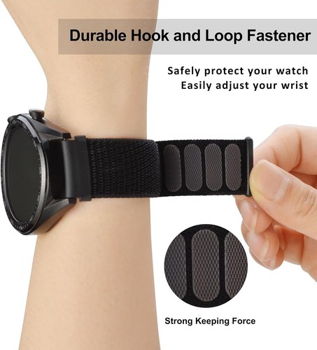 20mm Adjustable Nylon Watch Band, Quick Release Sport Loop Strap (Black)|Black 2 - Picture 4 of 7