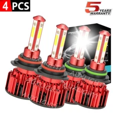 9005 9006 LED Headlights Kit Combo Bulbs 6500K High Low Beam Super White Bright