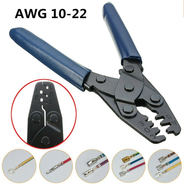 Terminal Crimp Tool Wire Harness Crimper Crimping Stripper Open Barrel 10-22 AWG