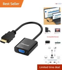 Gold-Plated HDMI to VGA Adapter - 1080p Compact Converter for Laptops & Monitors