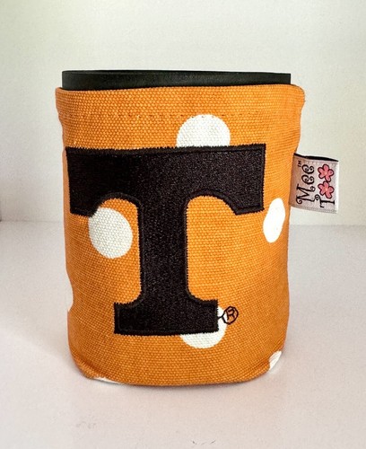 Tennessee Volunteers UT Vols Round Orange Black Polka Dot Big T Drink Can Koozie - Picture 6 of 8