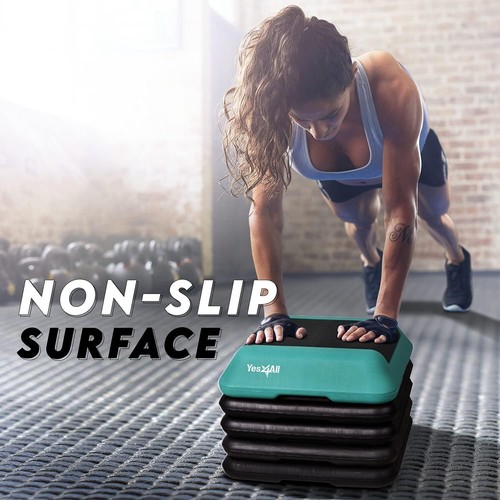 Adjustable 16"x16" Aerobic Step Platform, 4 Risers, Home Gym Fitness - Picture 4 of 49