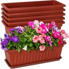 New Listing6 Packs Window Box Planter, 17 Inches Flower Window Box Rectangular Plastic Vege