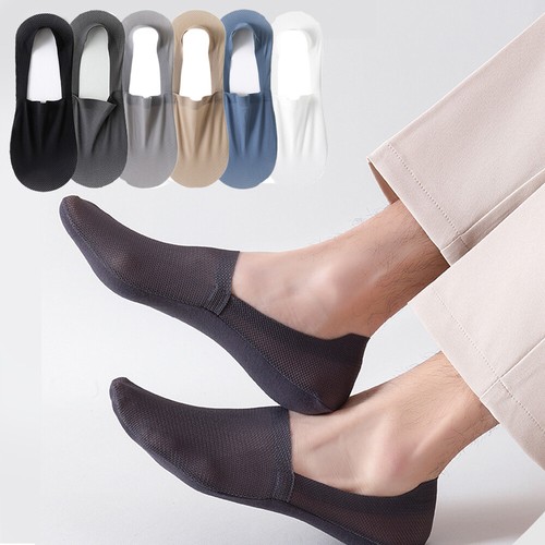 6 Pairs Men Invisible No Show Nonslip Low Cut Solid Ice Silk Boat Summer Socks ^ - Picture 5 of 27