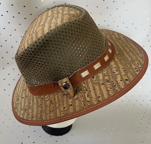 Schlichter Hut aus Kork und Leder mit perforierten Lüftungslöchern Made in Portugal XXL - Bild 3 von 7