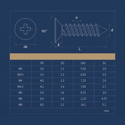 M3 M3.5 M4 M5 Metric Solid Brass Countersunk Self-Tapping Wood Screws DIN 7982 - Picture 2 of 28