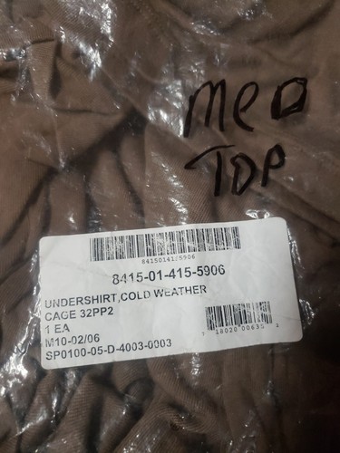 *NEW* Military LWCWUS Thermal Shirt Sekri Long Johns Shirt Med 8415-01-415-5913 - Picture 2 of 3