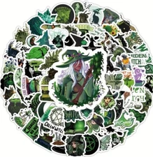 10pcs Green Witch Stickers- Scrapbook, Journal, DIY Crafts & Card Making