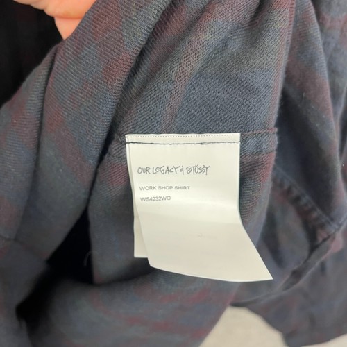 Stussy Hemd Herren mittelblau OUR LEGACY Work Shop übergefärbt kariert Oversized Neu mit Etikett - Bild 10 von 15