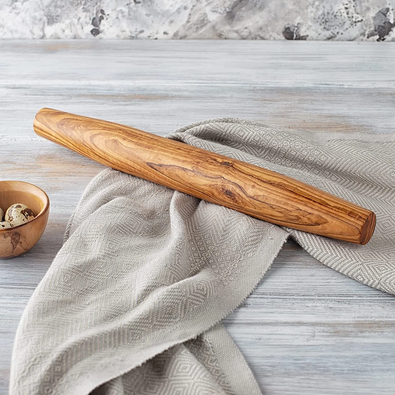 Olive Wood French Rolling Pin, Non Stick Wooden Bread Roller Pin for Baking
Opens in a new window or