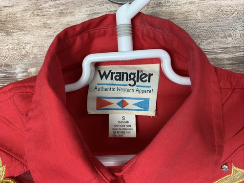 VTG 90's Wrangler Rodeo Pageant Western Red Shirt W/Floral Rhinestones & Mesh S - Picture 4 of 11