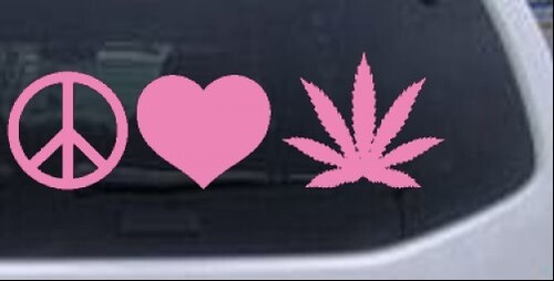 Calcomanía Peace Love and Marijuana Pot Cannabis Ventana Coche o Camión Laptop - Imagen 10 de 32