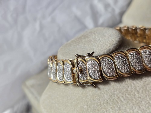 Ross Simons 18k Yellow gold/Sterling silver diamond accent Wide tennis bracelet - Picture 10 of 15