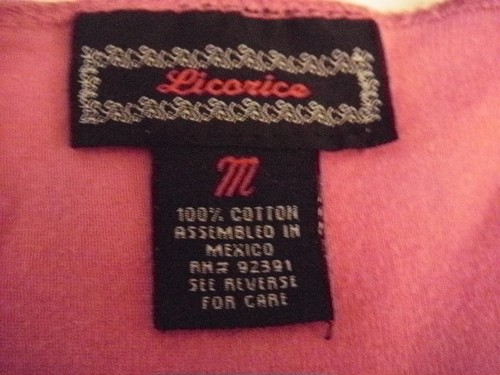 Licorice Pink Cotton V-Neck Sequin Trim Short Sleeve Women Top M - Picture 2 of 7