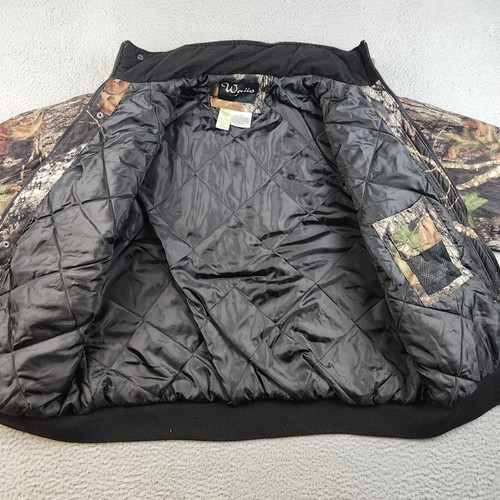 Vtg WALLS Camo Bomber Jacket Mens Large Quilt Lined Pockets Mossy Oak Break Up - Picture 7 of 8