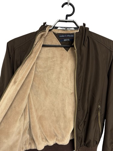 Bomber vintage Tommy Hilfiger giacca con cappuccio sherpa foderato marrone zip taglia M - Foto 6 di 12