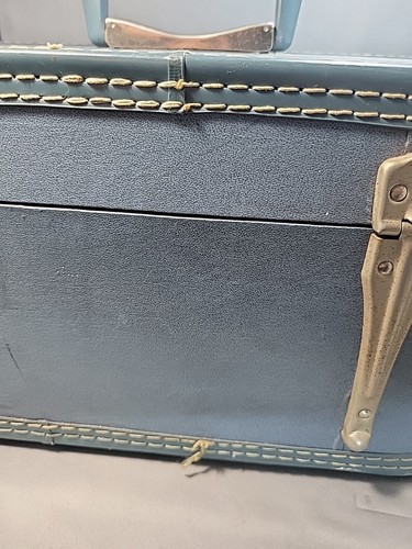 Vintage blauer Monarch Kosmetik Reise Zug Koffer OHNE SCHLÜSSEL - Bild 8 von 23