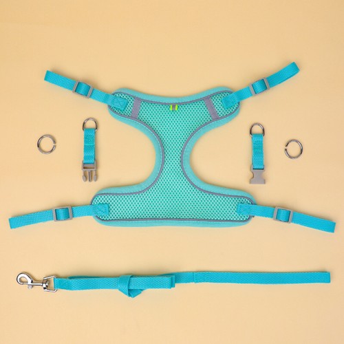 Cool Soft Breathable Mesh Walking Vest Reflective Small Dog Harness and Leash - Picture 3 of 9