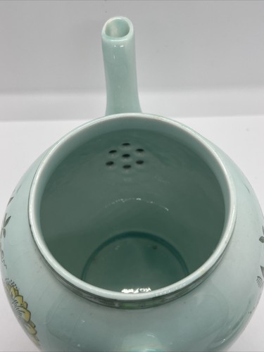 RARE Vintage Wedgwood Adams Calyx Ware CHINESE GARDEN Floral Jade Teapot MINT - Picture 8 of 9