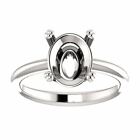 14K Gold Oval Cut Solitaire Ring Setting Double Claw Style Ring Mounting