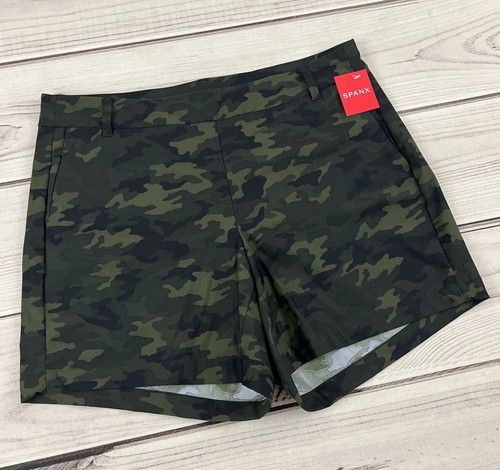 NWT SPANX Sunshine Shorts 6” Green Camo Pull On Active Stretch UPF 50 Women’s L - Picture 1 of 9