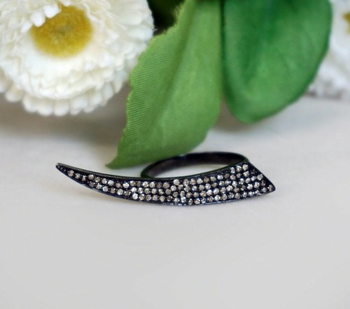 Diamant Kralle Messer Ring 925 Silber Designer Schmuck Mode Damen Ring Band. - Bild 9 von 12