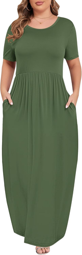 Women’S plus Size Maxi Dresses for Curvy Women Summer Casual Short Sleeve 2025 L - Picture 3 of 12