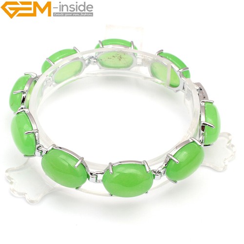 Jade Tennis Bracelet 7" Tibetan Silver Beaded Link Healing Crystal Energy Boho C - Picture 24 of 33