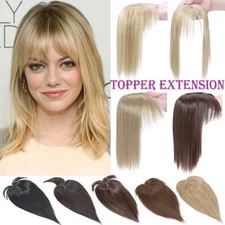 100% Real as Human Hair Topper Toupee Clip in Extensions Top Bangs Hair Piece us