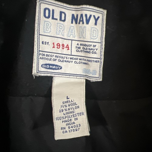 Old Navy Mantel Damen L schwarz zweireihig Peacoat Wollmischung Knopf ohne Gürtel - Bild 3 von 4