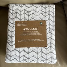 Brand New Organic white gray 100 Cotton King Duvet Set w/2 Shams NWT