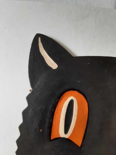 Antiguo Vintage Halloween Cartón Troquelado Gato Negro Beistle Luhrs Años 60 - Imagen 4 de 5