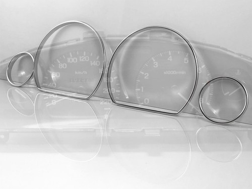 For Nissan 100NX 90-95 Polished Aluminium dash trim Rings for cluster 4pcs - Foto 2 di 8