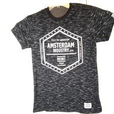 Amsterdam Industry By Total Dutch Men's Size S Gray Slub Knit Flocked T-Shirt   