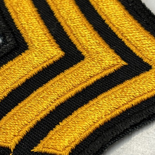 NOS Seargeant US Army Chevron 3 Stripes Black & Gold Embroidered Patch Iron/Sew - Picture 4 of 4