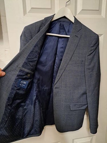 Nuevo Traje TM Lewin Azul Gris Cuadros Reino Unido 38 Lana Corta 2 Piezas Londres Jermyn - Imagen 4 de 18