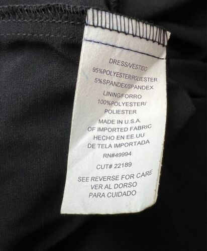 R&M Richards Faux Wrap Surplice Sleeveless Dress Size 14 Black Jersey Knit LBD - Picture 8 of 11