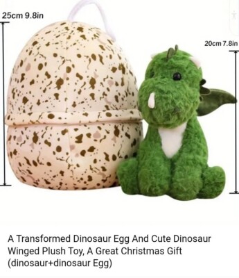 P1 Dinosaur Egg + Surprise Zip-Up Egg Hideaway Stuffed Dinosaur Plush 