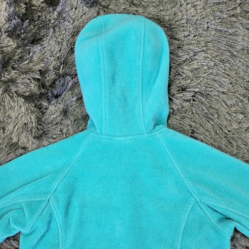 Columbia Fleece Jacket Girls Medium (10-12) Mint Green Hooded Full Zip Flaws - Picture 17 of 19