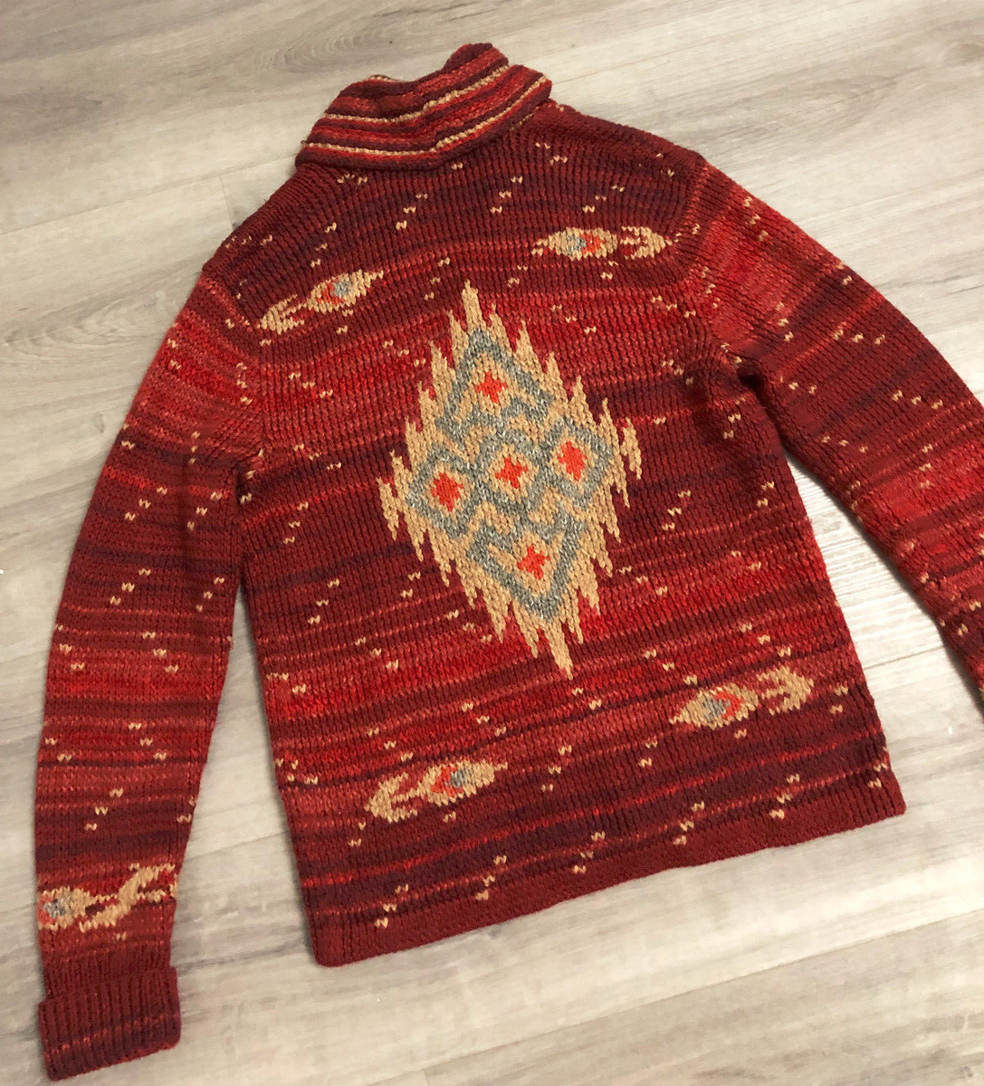RRL Ralph Lauren Shawl Collar Hand-Knit Chimayo Cardigan